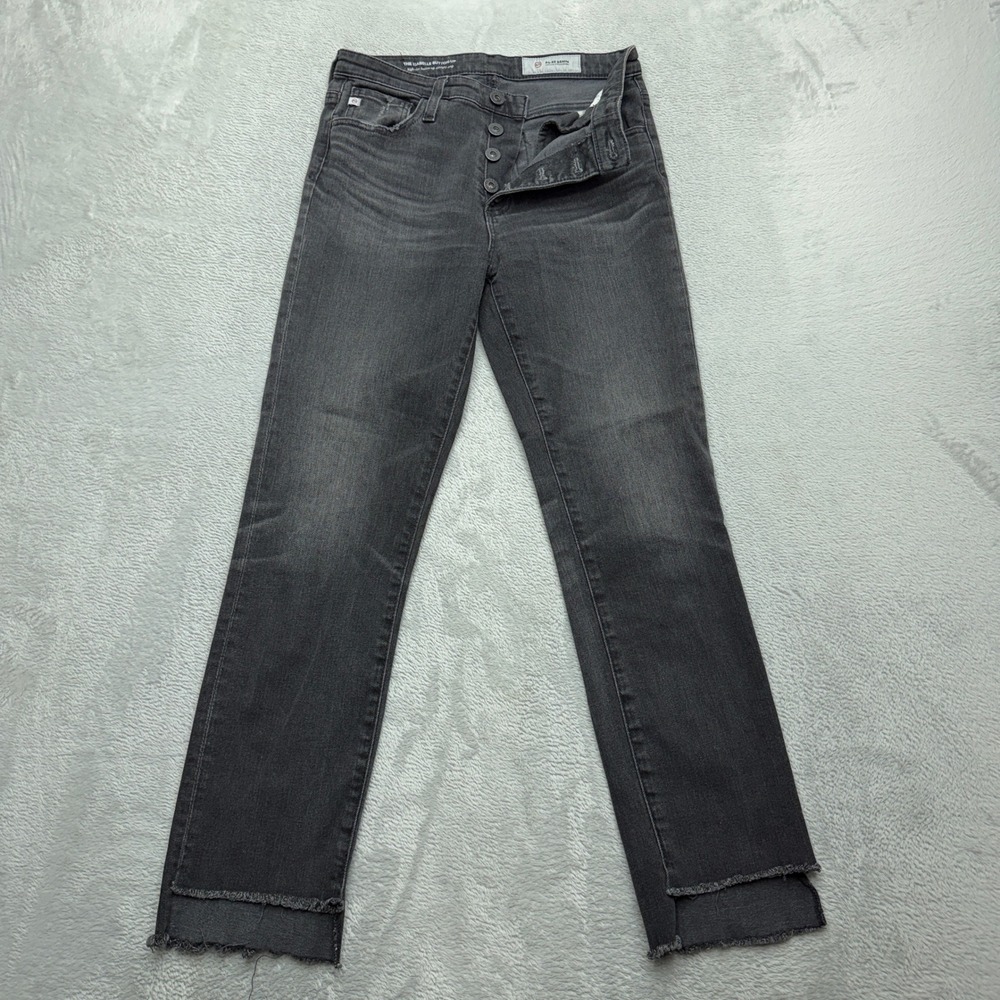AG Adriano Goldschmied Jeans Womens 26 Black Isabelle Button Up High Rise Raw